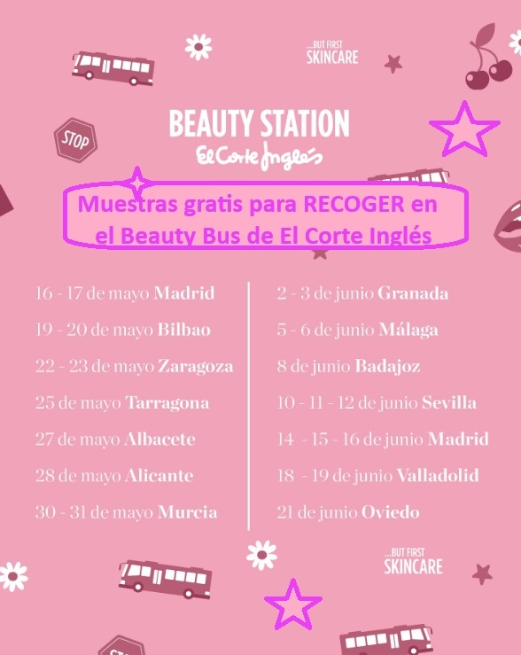 Muestras gratis para RECOGER en el Beauty Bus de El Corte Inglés