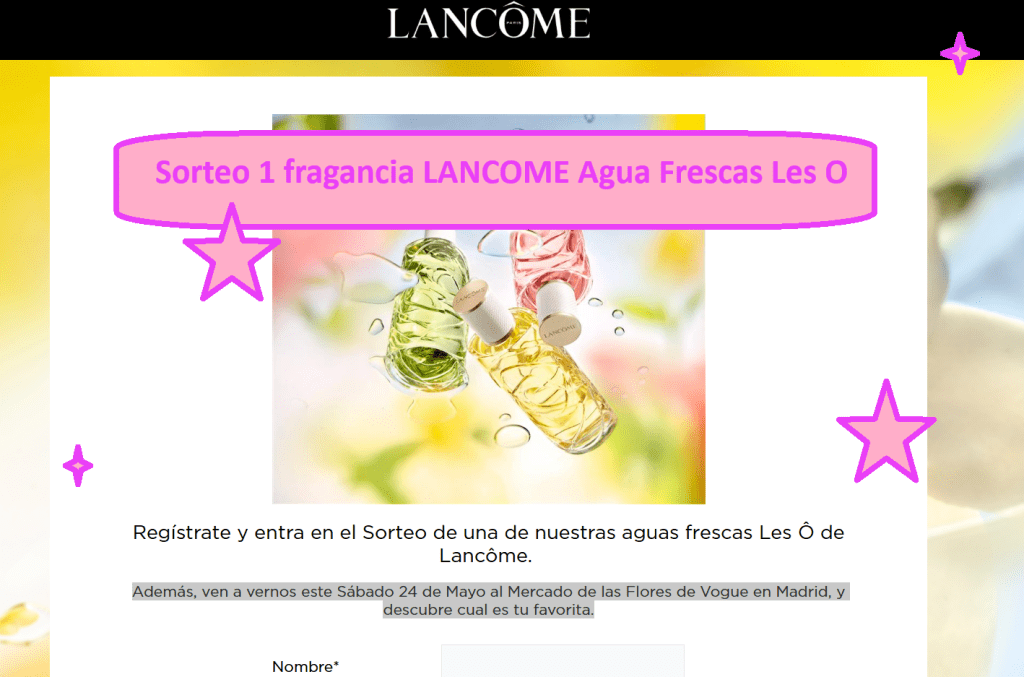 Sorteo 1 fragancia LANCOME Agua Frescas Les O
