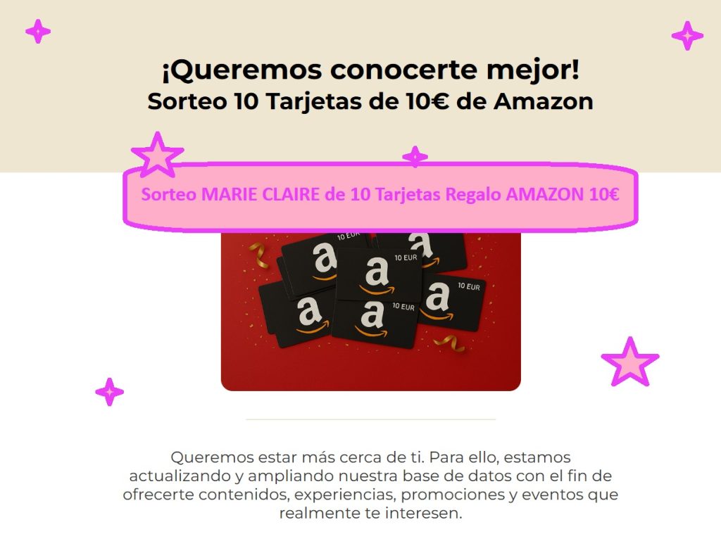 Sorteo MARIE CLAIRE de 10 Tarjetas Regalo AMAZON 10€