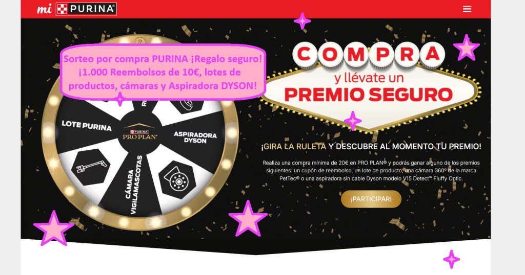 Sorteo por compra PURINA regalo seguro de reembolso 10€ por participar