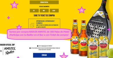 Sorteo por compra RADLER AMSTEL de 183 Palas de Pádel ¡Participa con tu Radler en el Bar o con Ticket de compra!