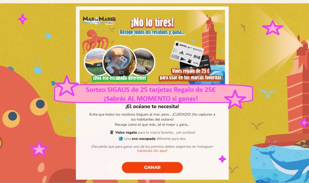 Sorteo SIGAUS de 25 tarjetas Regalo de 25€ ¡Sabrás AL MOMENTO si ganas!