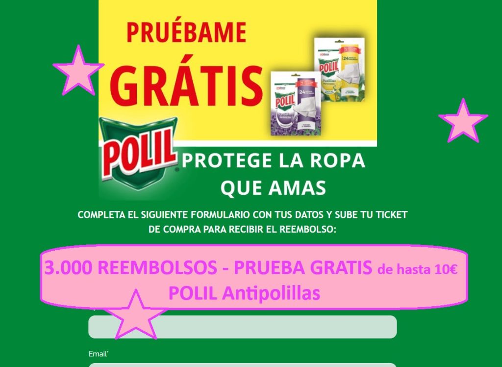 3.000 REEMBOLSOS - PRUEBA GRATIS de hasta 10€ POLIL Antipolillas