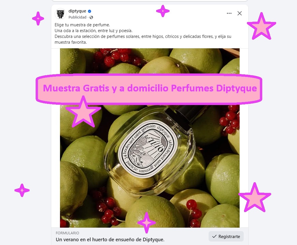 Muestra Gratis y a domicilio Perfumes Diptyque