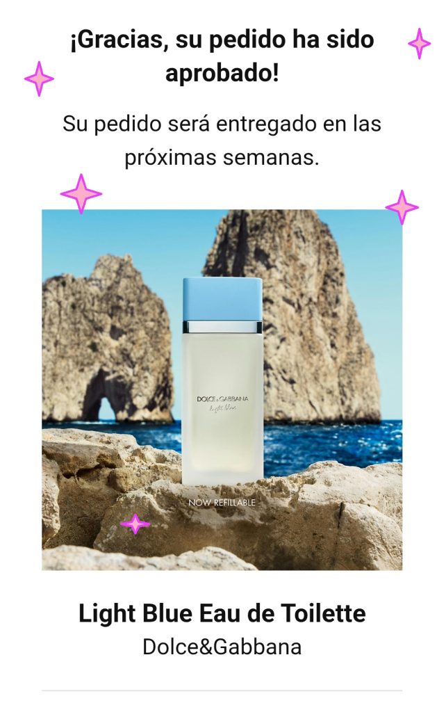 Muestra Gratis y a domicilio pedida perfume Dolce & Gabanna LIGHT BLUE