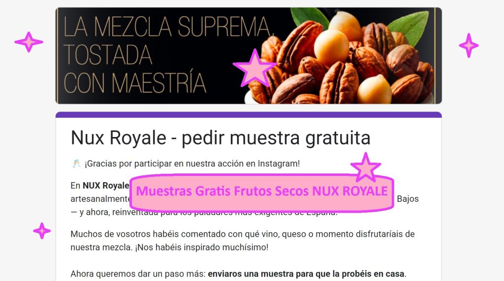 Muestras Gratis Frutos Secos NUX ROYALE