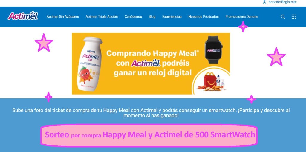 Sorteo por compra Happy Meal y Actimel de 500 SmartWatch