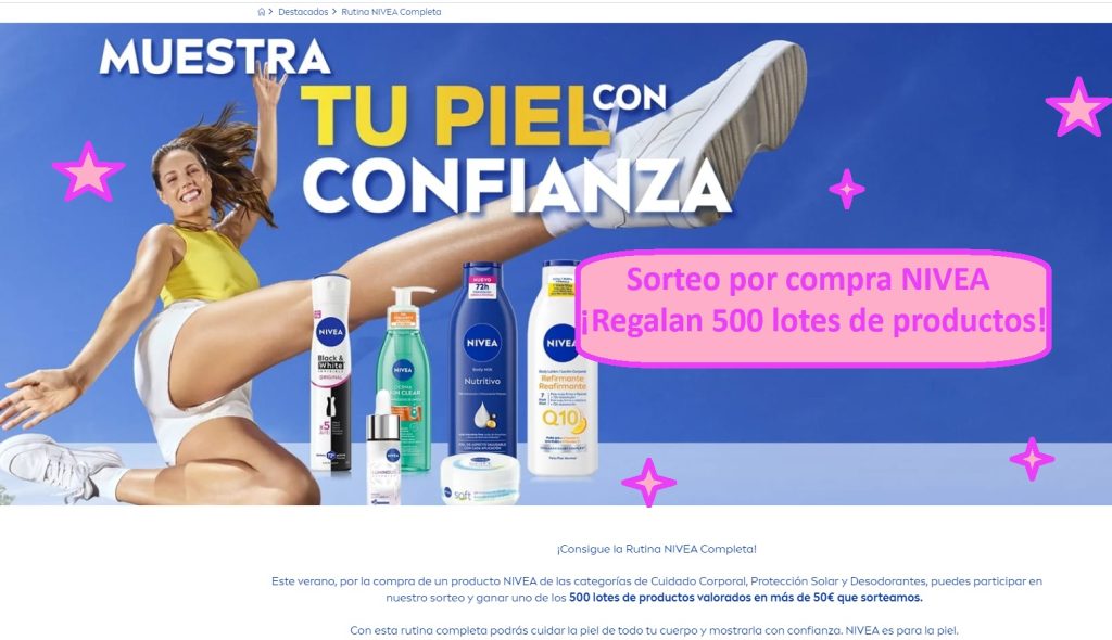 Sorteo por compra NIVEA ¡Regalan 500 lotes de productos!