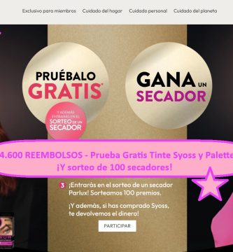4.600 REEMBOLSOS - Prueba Gratis Tinte Syoss y Palette ¡Y sorteo de 100 secadores!