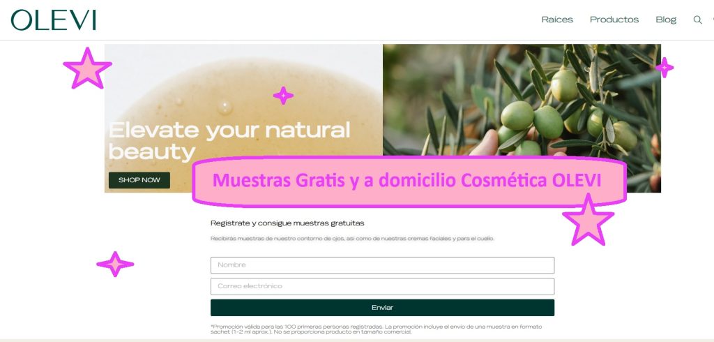 Muestras Gratis y a domicilio Cosmética OLEVI