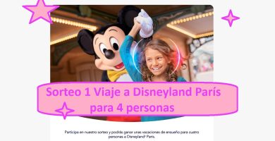 Sorteo 1 Viaje a Disneyland París para 4 personas