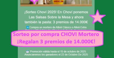 Sorteo por compra CHOVI Mortero de 3 premios de 14.000€