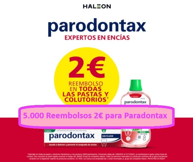 5.000 Reembolsos 2€ para Paradontax