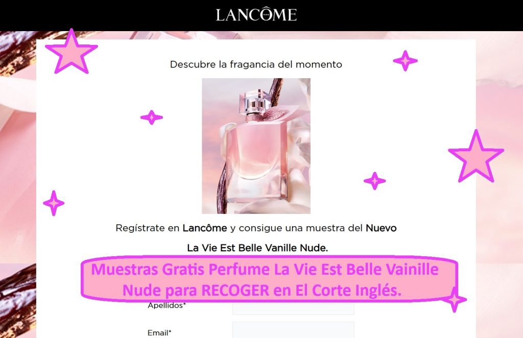 Muestras Gratis Perfume La Vie Est Belle Vainille Nude para RECOGER en El Corte Inglés.