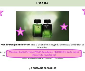 Muestras Gratis Perfume PRADA Paradigme - RECOGER El Corte Inglés
