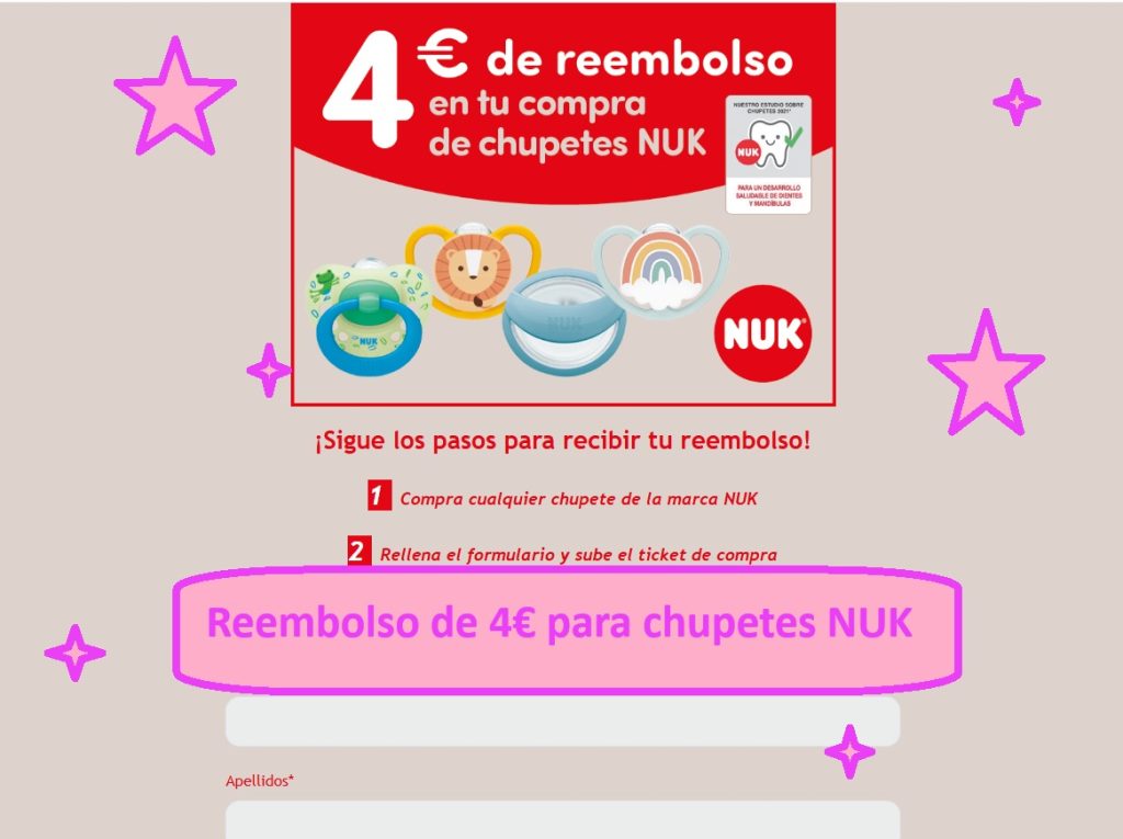 Reembolso de 4€ para chupetes NUK