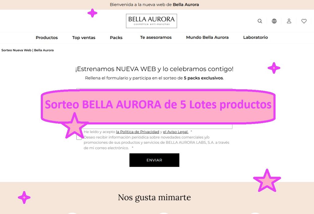 Sorteo BELLA AURORA de 5 Lotes productos
