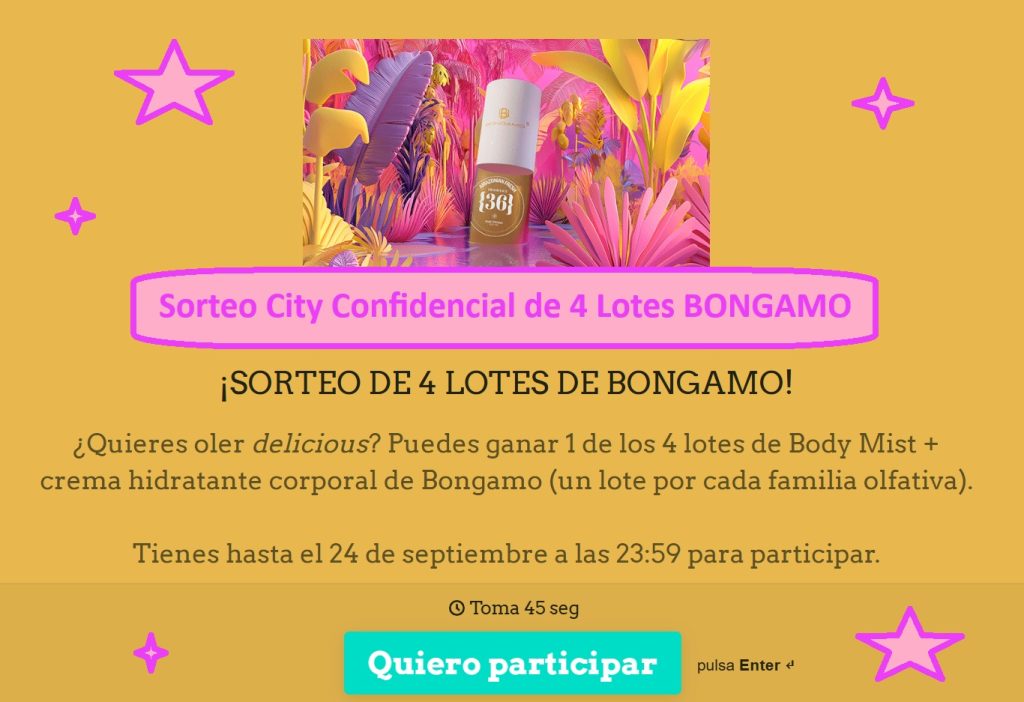 Sorteo City Confidencial de 4 Lotes BONGAMO