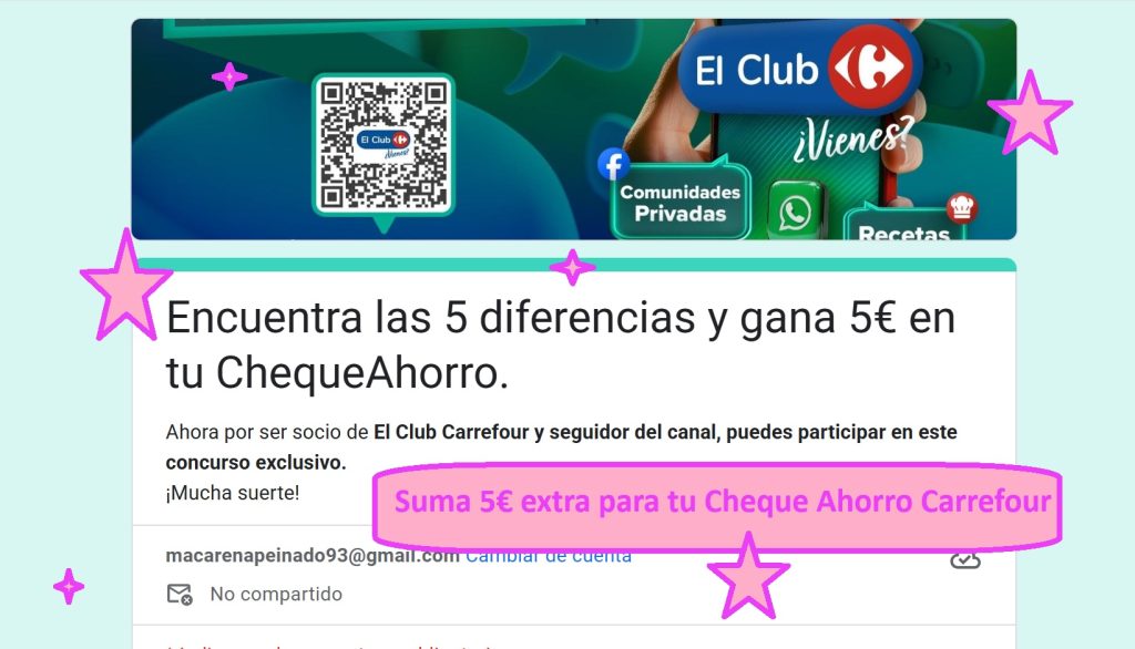Suma 5€ extra para tu Cheque Ahorro Carrefour
