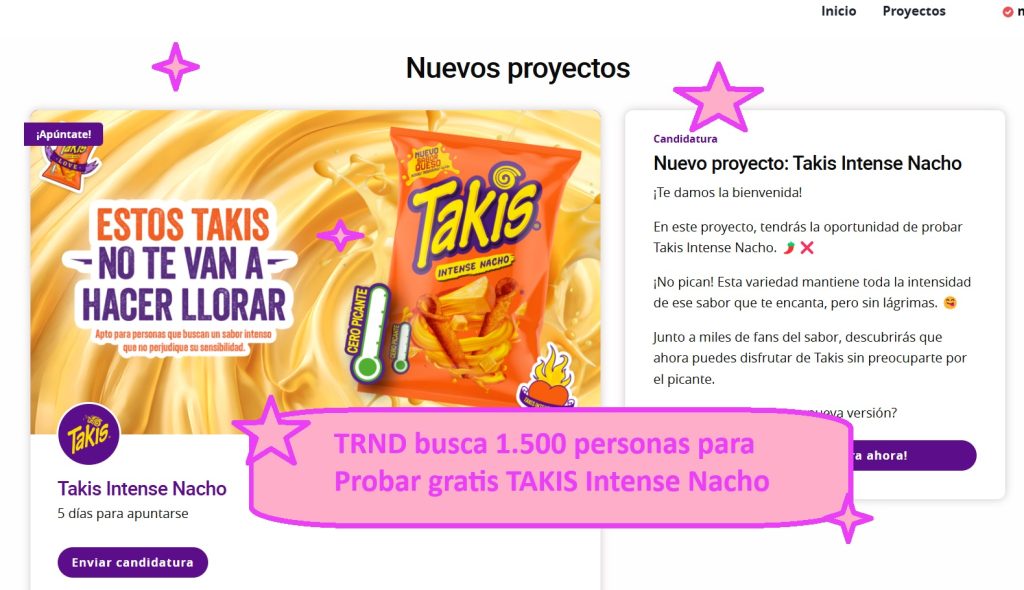 TRND busca 1.500 personas para probar gratis Takis Nachos