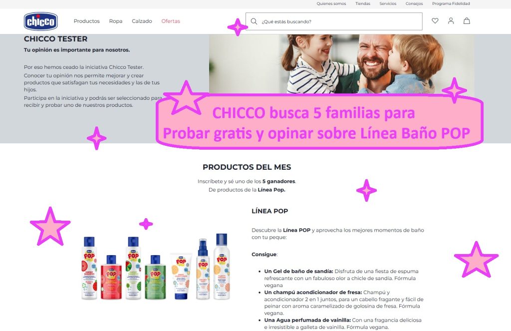 CHICCO busca 5 familias para probar gratis y opinar Baño POP