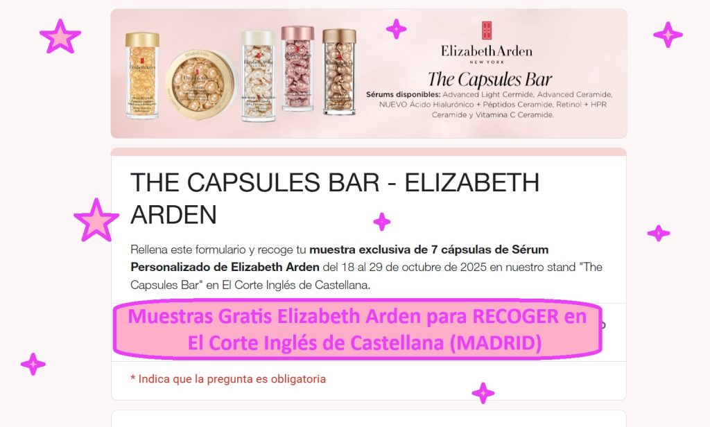 Muestras Gratis Elizabeth Arden para RECOGER en Corte Inglés de Castellana Madrid