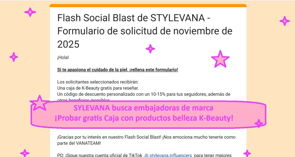 SYLEVANA busca embajadoras de marca ¡Probar gratis Caja con productos belleza K-Beauty!