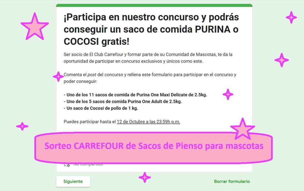 Sorteo CARREFOUR de Sacos de Pienso para mascotas