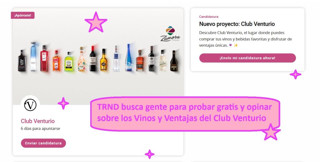 TRND probar gratis Vinos y Ventajas del Club Venturio