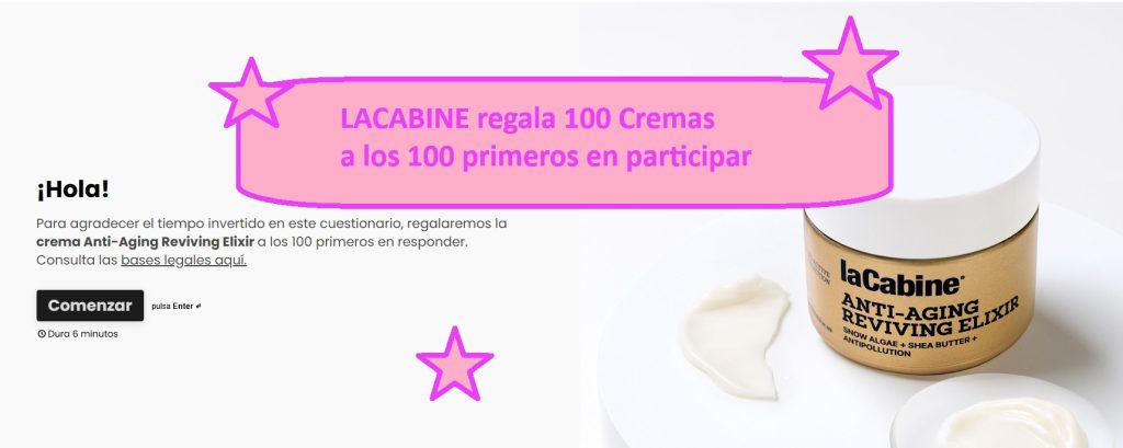 LACABINE regala 100 Cremas a los 100 primeros en participar