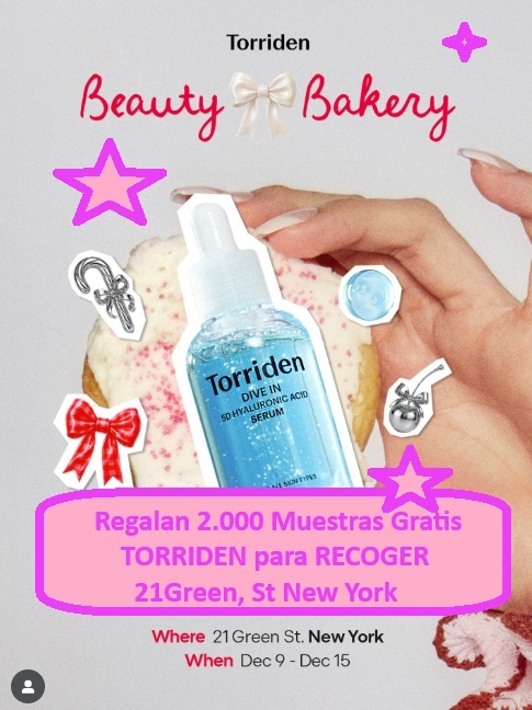 Regalan 2.000 Muestras Gratis serums torriden para recoger en New York