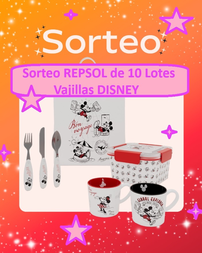 Sorteo REPSOL de 10 Lotes Vajillas Disney
