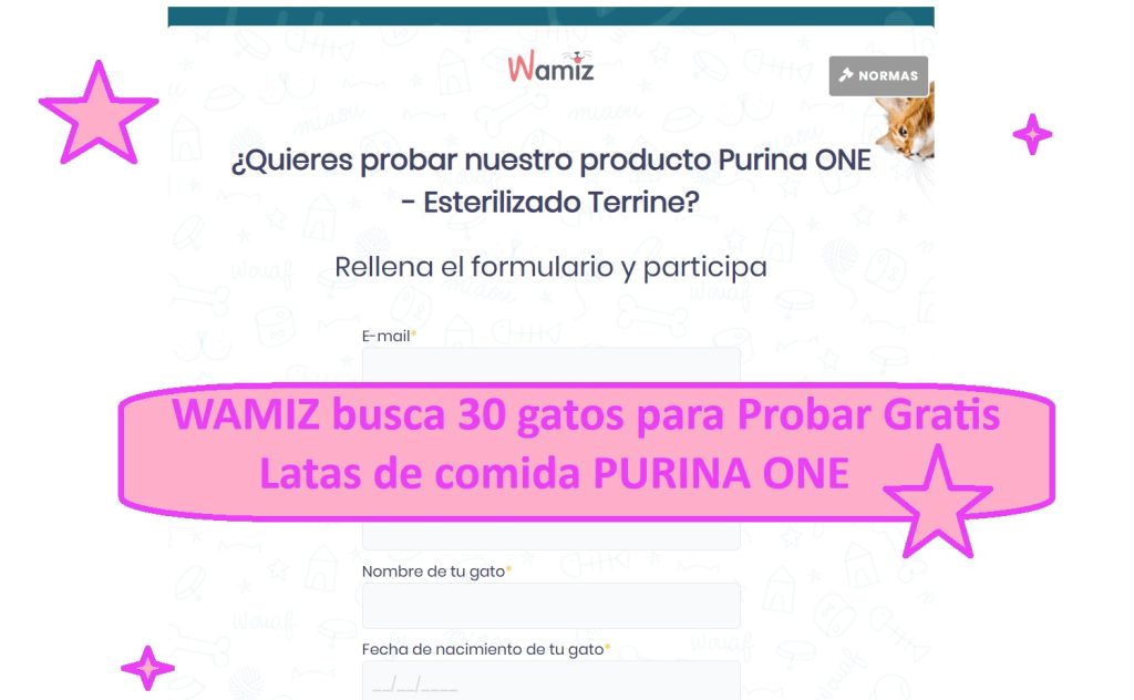 WAMIZ busca 30 gatos para Probar Gratis Latas de comida PURINA ONE