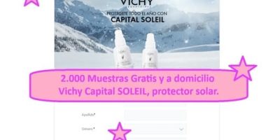 2.000 Muestras Gratis y a domicilio de Vichy Capital SOLEIL, protector solar.