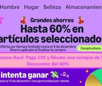 ✅Amazon Haul: Paga 15€ y llévate una compra de 50€ Descuento del 60%