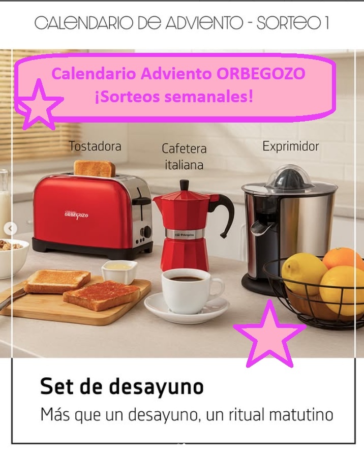 Calendario Adviento ORBEGOZO ¡Sorteos semanales!
