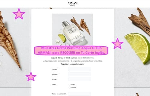 Muestras Gratis Perfume Acqua Di Gio ARMANI para RECOGER en Tu Corte Inglés.