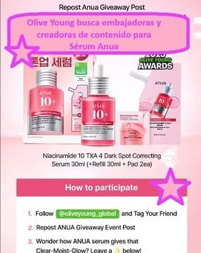 Olive Young busca embajadoras y creadoras de contenido para Sérum Anua