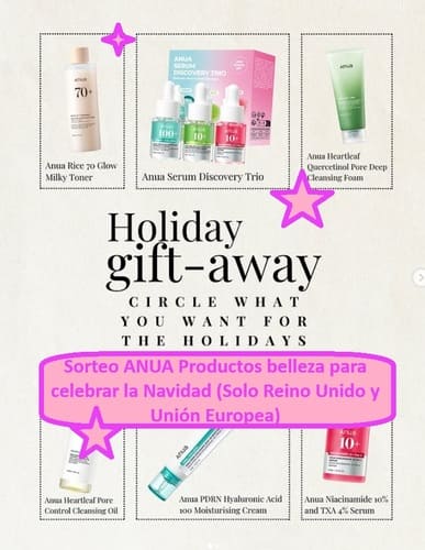 Sorteo ANUA Productos belleza para celebrar la Navidad (Solo Reino Unido y Unión Europea)