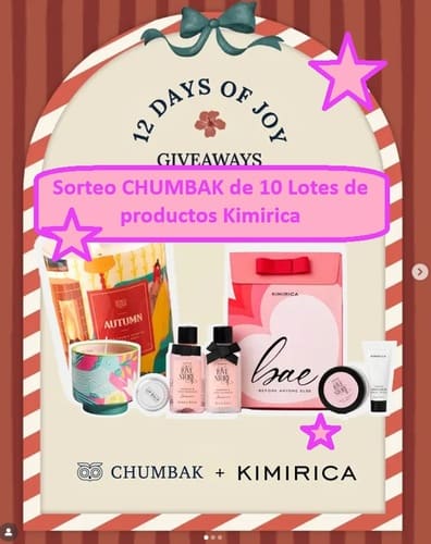 Sorteo CHUMBAK de 10 Lotes de productos Kimirica