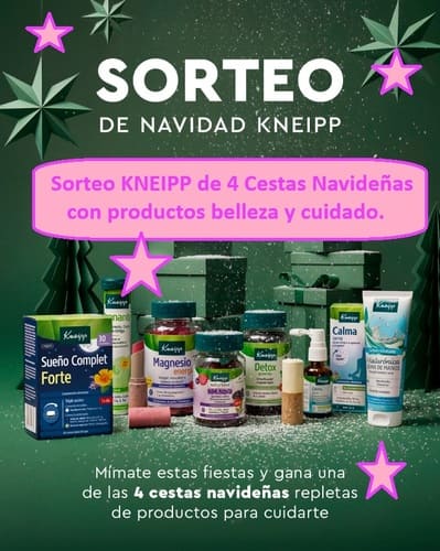 Sorteo KNEIPP de 4 Cestas Navideñas con productos belleza y cuidado.