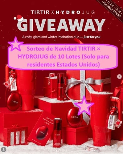 Sorteo de Navidad TIRTIR × HYDROJUG de 10 Lotes (Solo para residentes Estados Unidos)