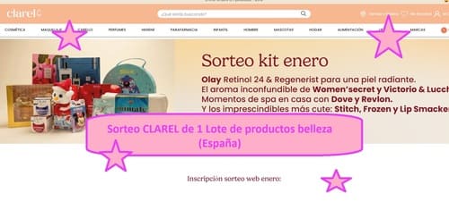 Sorteo CLAREL de 1 Lote de productos belleza (España)