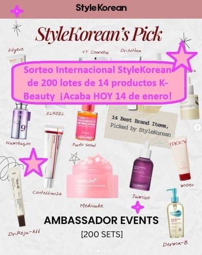 Sorteo Internacional StyleKorean de 200 lotes de 14 productos K-Beauty  ¡Acaba HOY 14 de enero!
