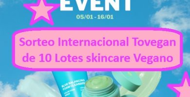 Sorteo Internacional Tovegan de 10 Lotes skincare Vegano