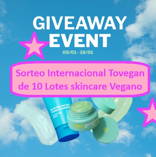 Sorteo Internacional Tovegan de 10 Lotes skincare Vegano