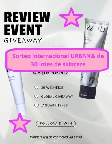 Sorteo internacional URBAN& de 30 lotes de skincare