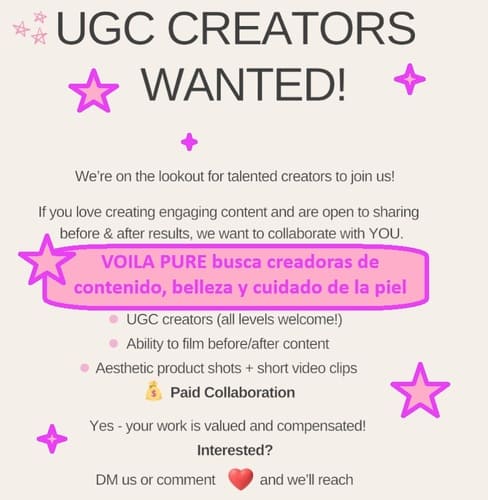 VOILA PURE busca creadoras de contenido, belleza y cuidado de la piel