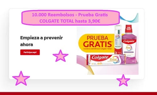 10.000 reembolsos prueba gratis COLGATE TOTAL