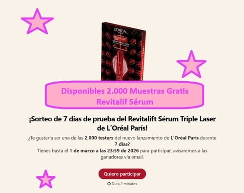 Disponibles 2.000 Muestras Gratis Revitalif Sérum